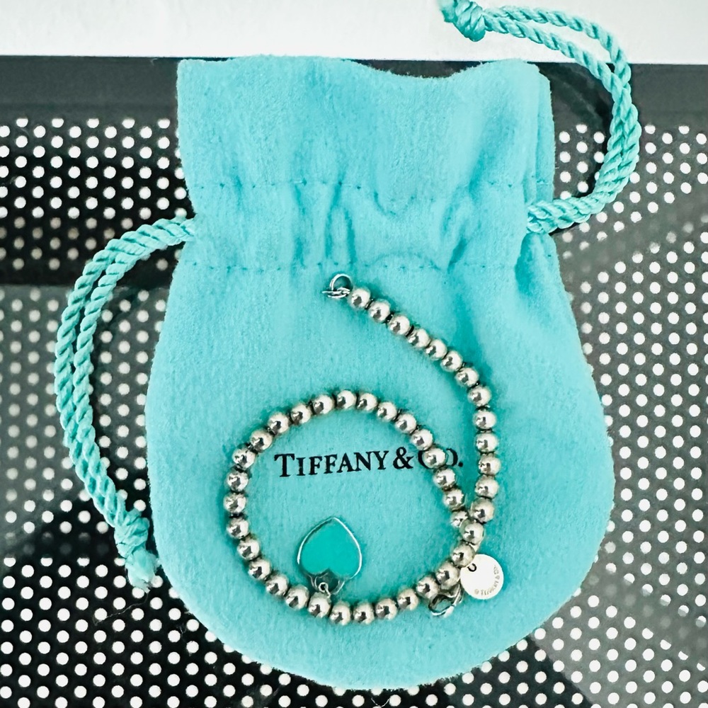 Tiffany Blue Heart Tag Bead Bracelet